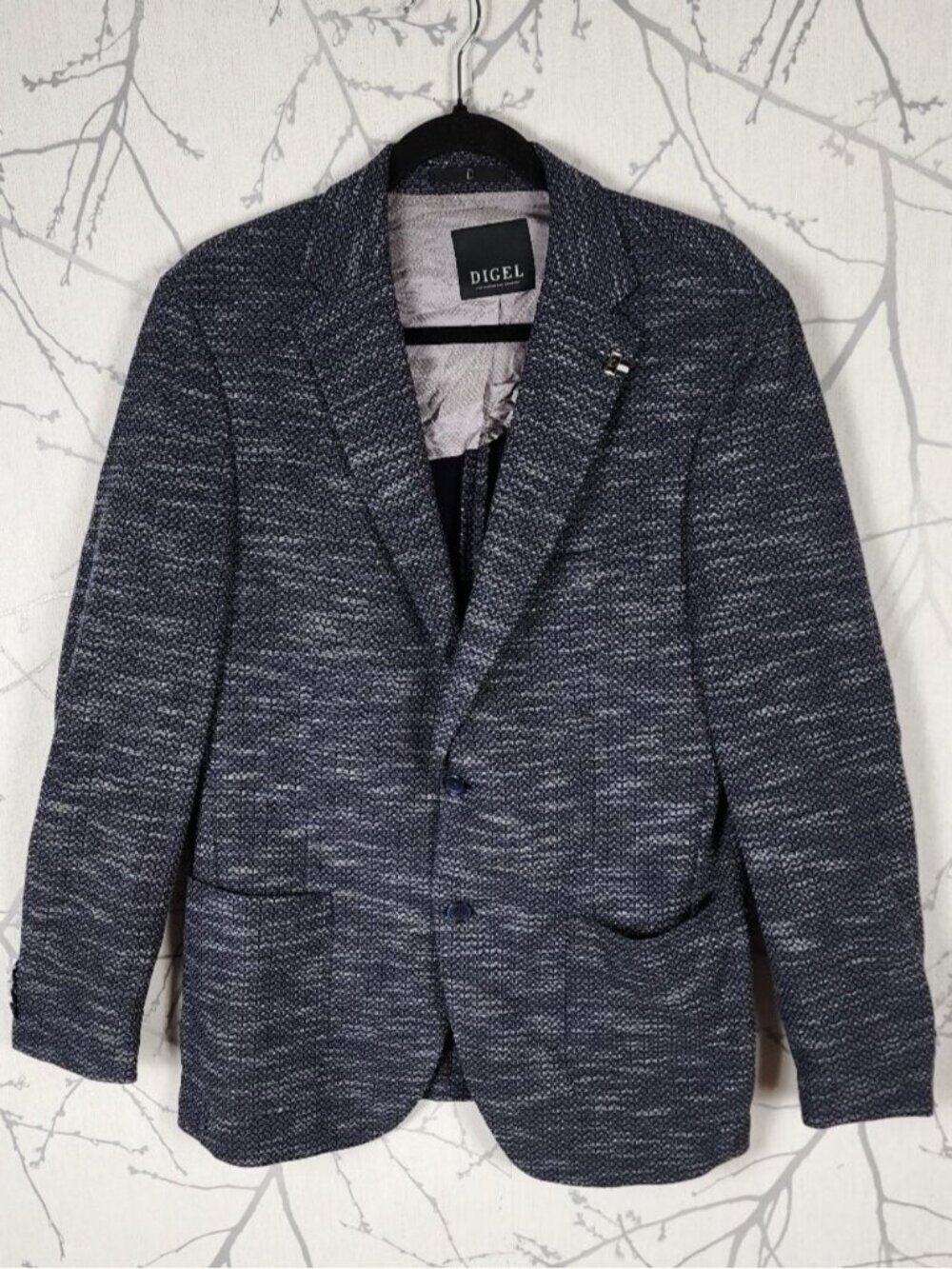 Digel Navy Textured Unlined Jersey Modern Fit Edward Blazer